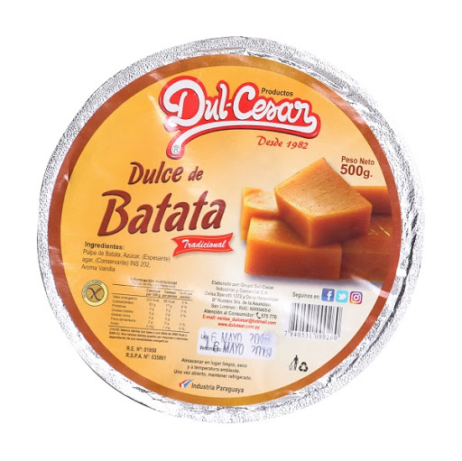 Dulce de batata circular DULCESAR empaque 500gr
