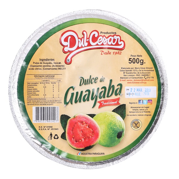 Dulce de guayaba DULCESAR circular 500gr